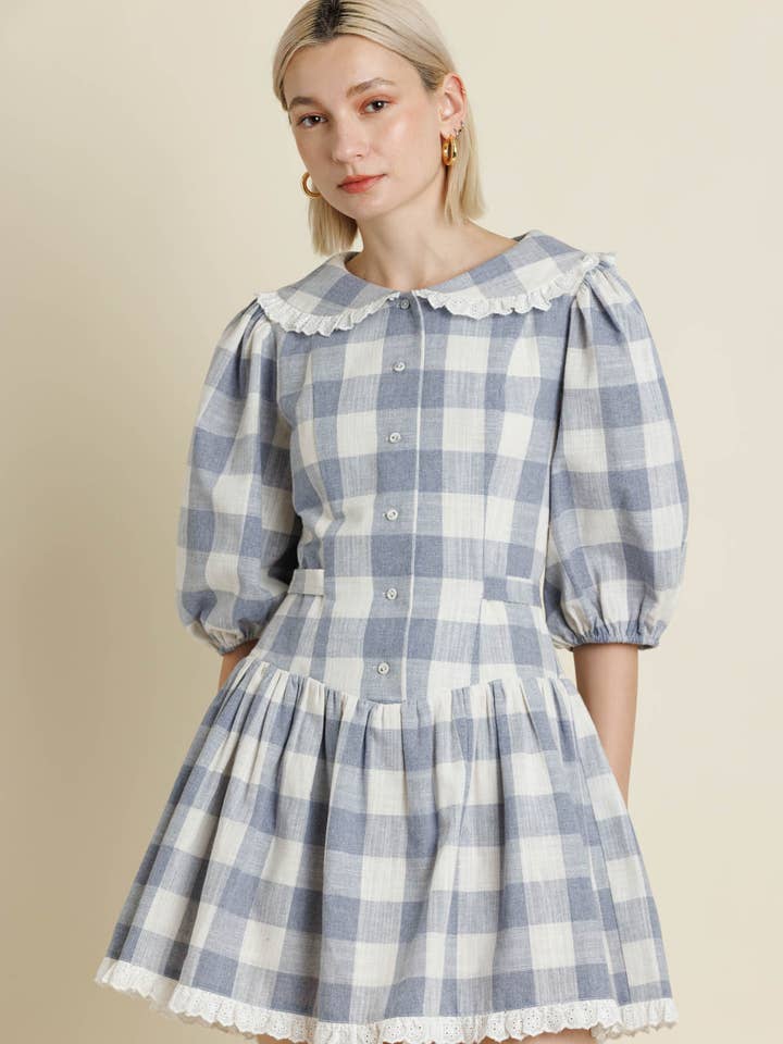 AD2126 - GINGHAM TIERED MIDI DRESS for wholesale by Aureum