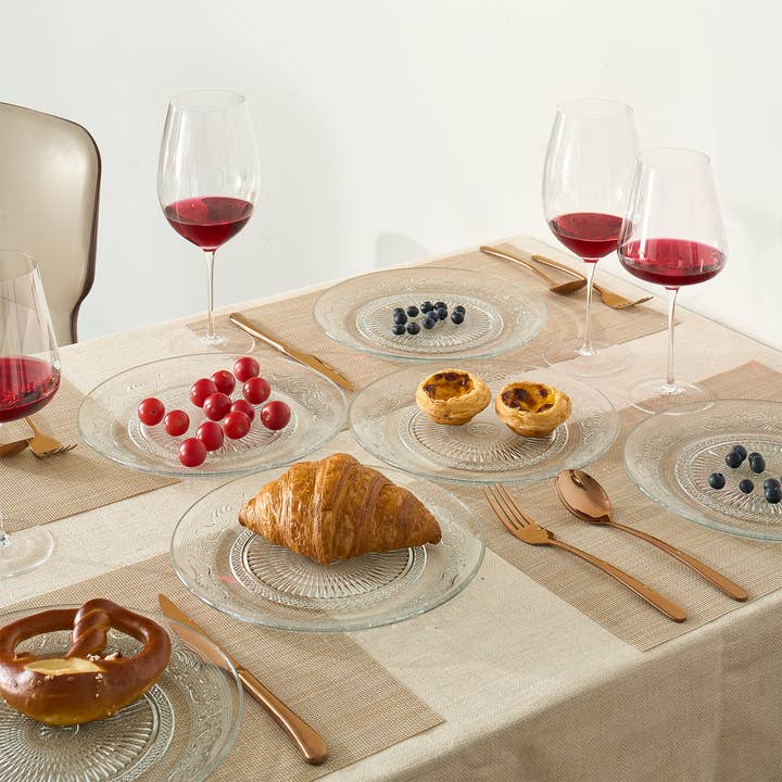 The Wine Savant / Khen Glassware - Vendita all'ingrosso Piatto - Piatti trasparenti Art Déco vintage | Set di 6 piatti