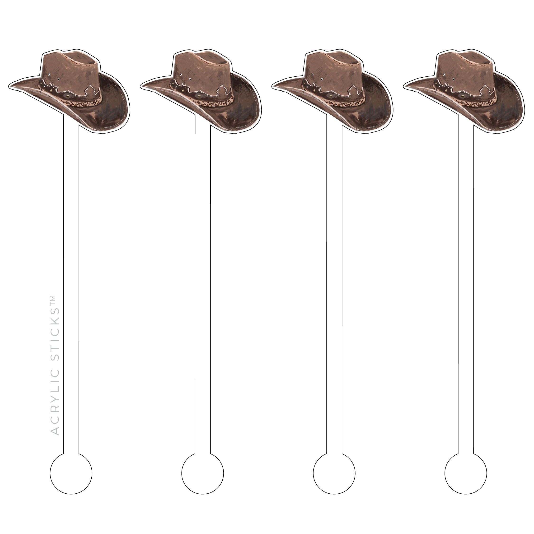 XO ACRYLICS | ACRYLIC STICKS - Wholesale Drink Stirrer - WILD WEST COWBOY HAT ACRYLIC STIR STICKS0