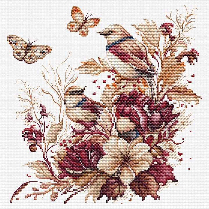 Luca-S – wholesale Material för broderi/korsstygn – Korsstygnsats Luca-S - Fåglar-Höst, B2419