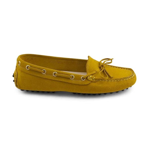 Yellow suede loafers with rubber for wholesale by Otisopse