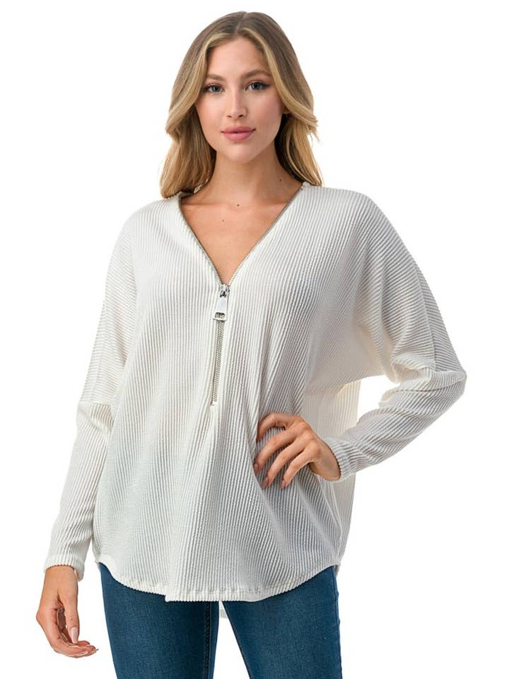 DOLMAN SLEEVE ZIPPER TOP for wholesale by Ariella USA