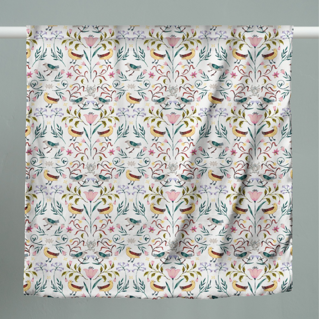 Narrative Material - Wholesale Scarf - Women's - Courtyard Birds Scarf3