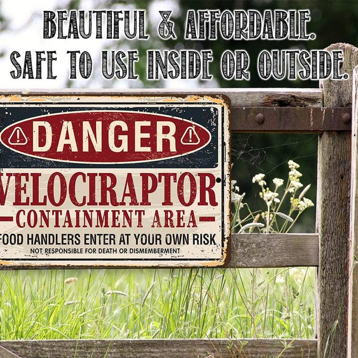 Lone Star Art Metal Signs - Wholesale Sign - Danger Velociraptor - Metal Sign4