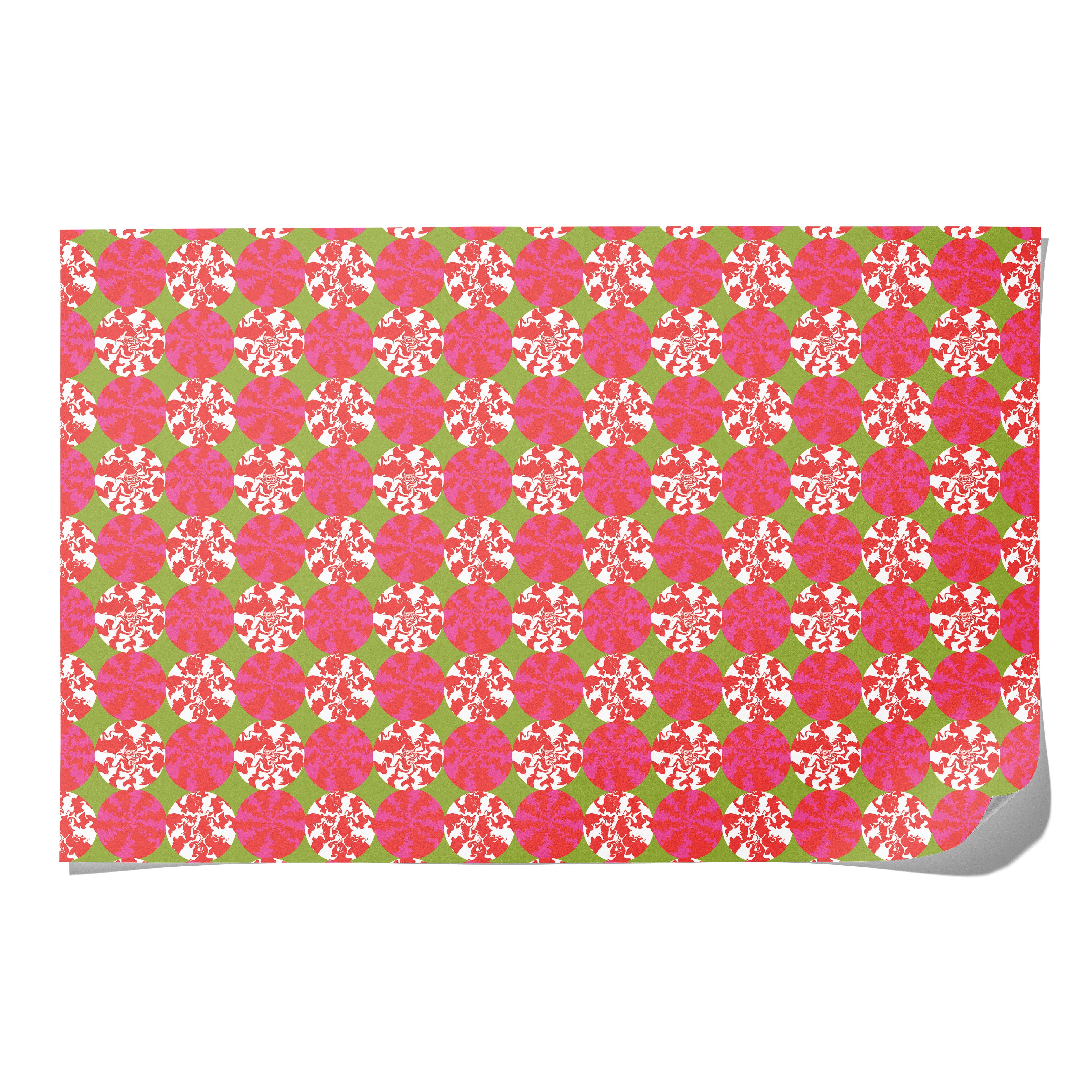 Red Cap Cards - Wholesale Flat Wrap - Peppermint Candy wrapping paper2