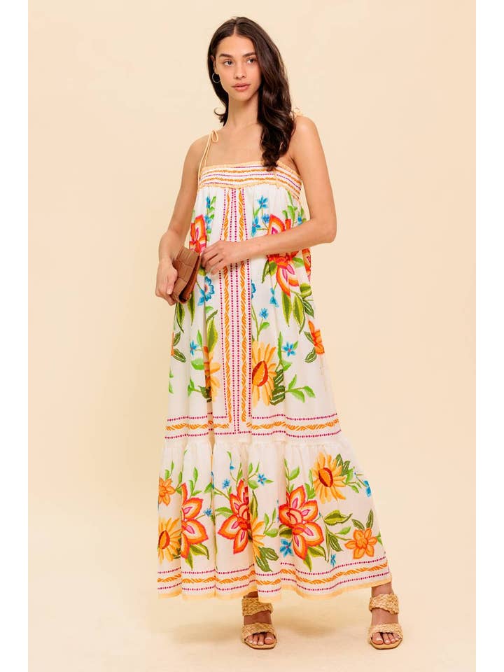 IVORY A printed woven maxi dress - ID22094 for wholesale on Faire