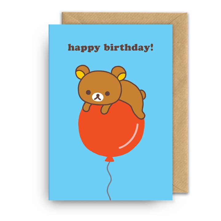 Birthday Card | Rilakkuma | Happy Birthday with Balloon for wholesale by Hype Associates Ltd