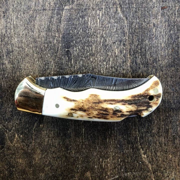 Vintage Gentlemen - Wholesale Pocket Knife/Holder - Deer Antler Pocket Knife- VG 33