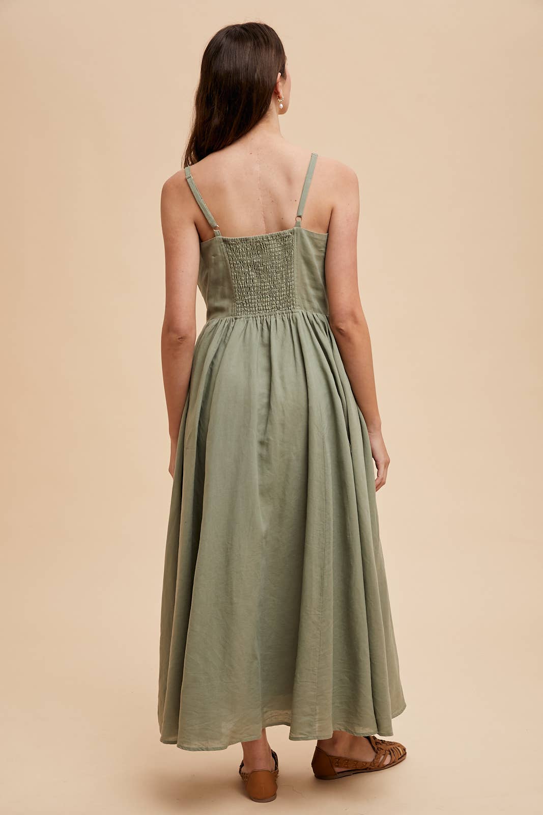 In Loom - Wholesale Dress - Women's - LINEN BLEND BUTTON DRESS2