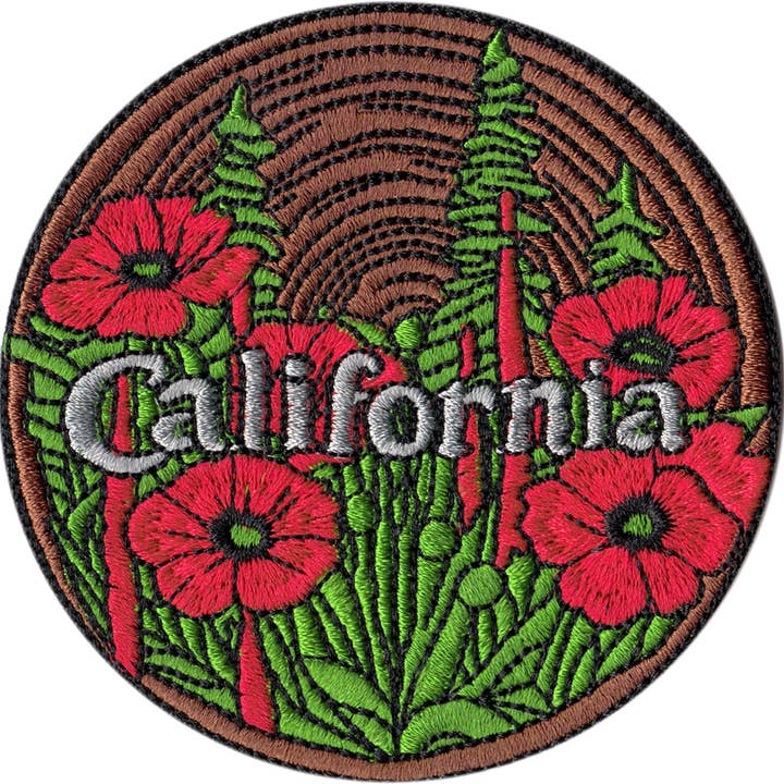 Patch - California - Red Poppies On A Tree Cookie Background for wholesale by Square Deal Recordings & Supplies