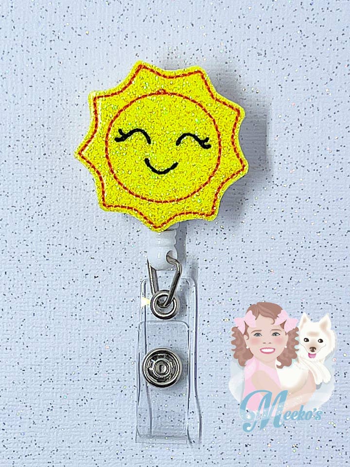 Happy Sun Retractable Badge Clip for Teachers & Nurses for wholesale by Meeko’s Must Haves