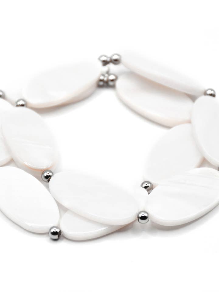 Bracciale Ovale Bianco a Due Fili con Mop Ovale per la vendita all'ingrosso da parte di Sea Lily