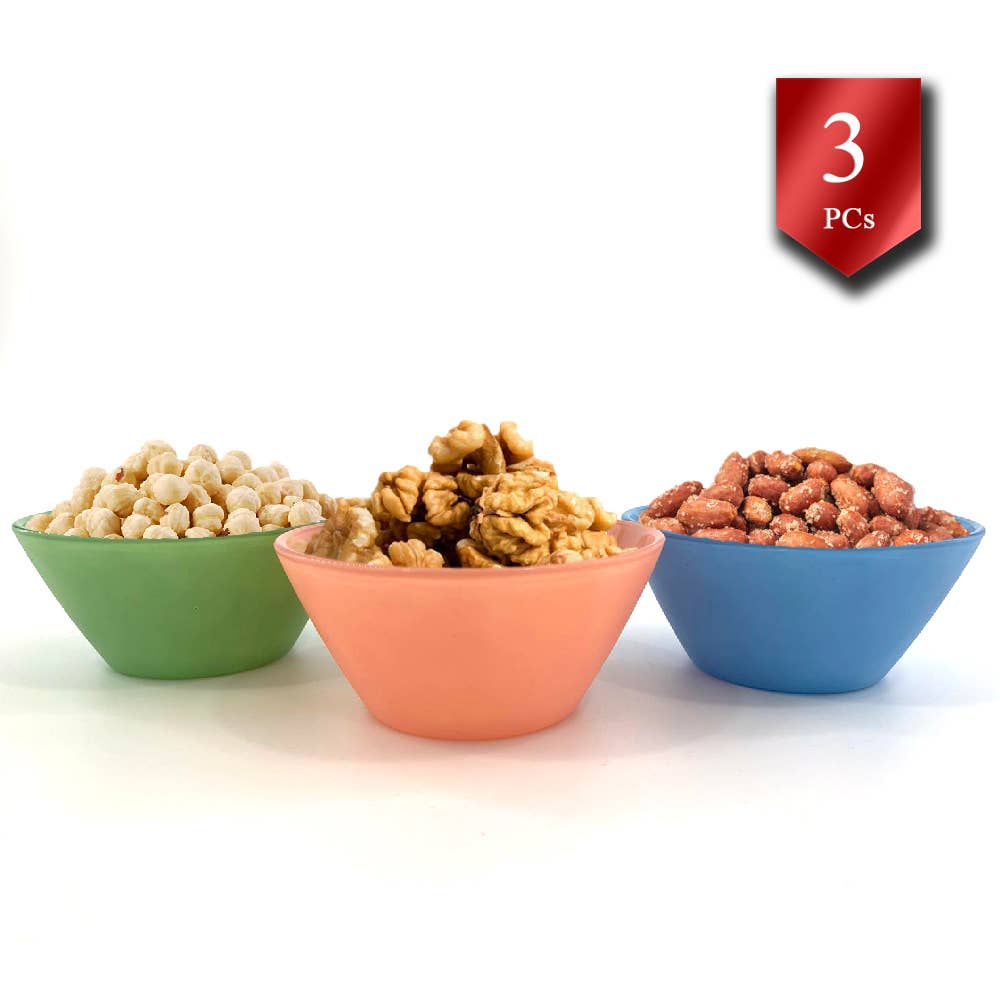 Hakan - Wholesale Serve Bowl - Glass Serving Bowls Set of 3, Colorful Prep Bowls, 7.25 oz3