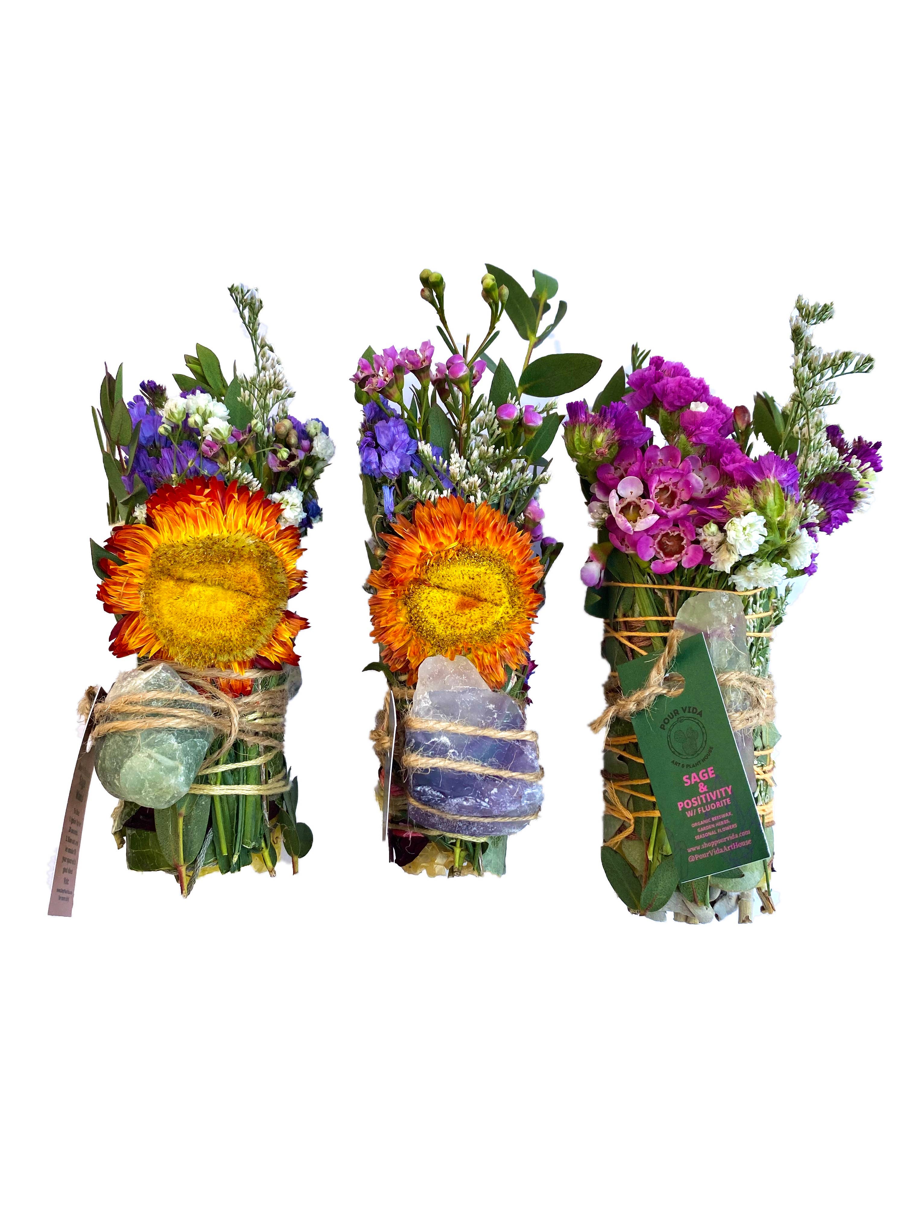 Pour Vida - Wholesale Sage Bundle - 4" Sage Wands w/ Crystals & Beeswax11
