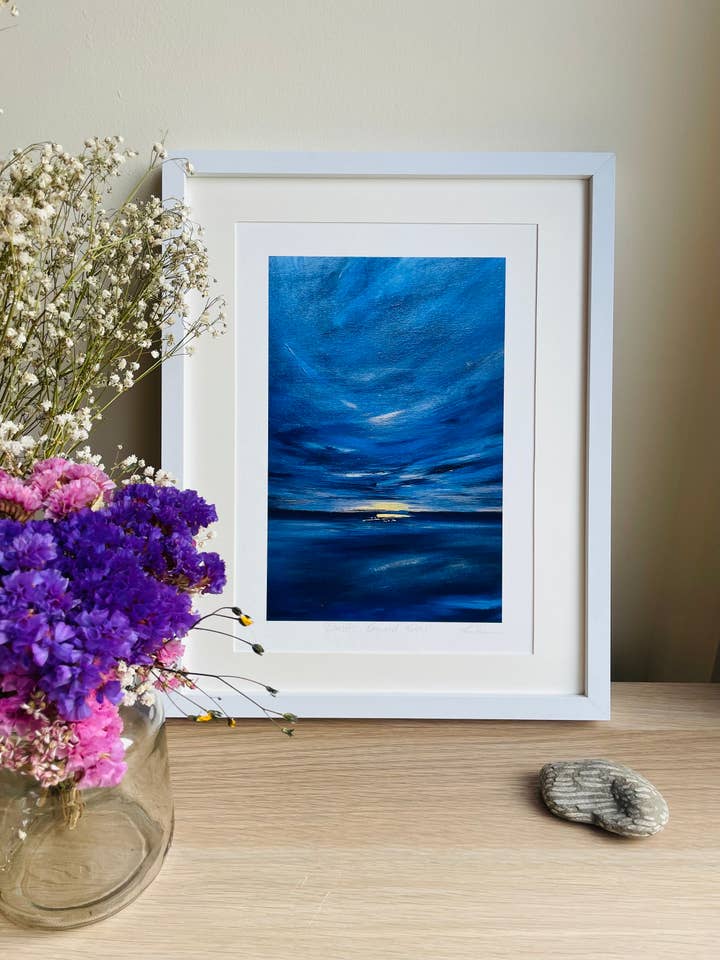 'Lands Beyond Forth' A4 Sunrise Seascape for wholesale by Beth Garner