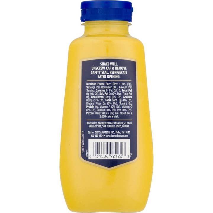 Dietz & Watson – Engroshandel Sennep – Dietz & Watson gul sennep, 12 oz1