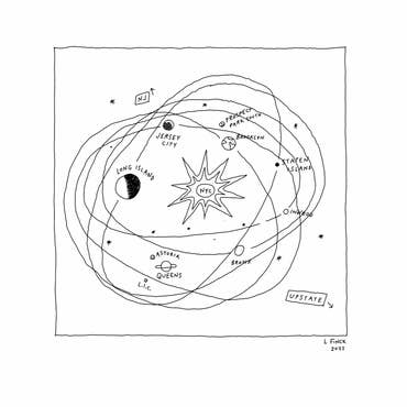 NYC Universe by Liana Finck Letterpress Print for wholesale by Archie's Press