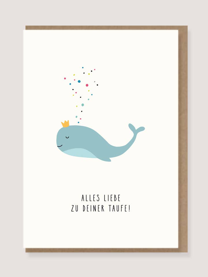 Greeting card with envelope- “Wal - Alles Liebe zu Deiner Baptism” for wholesale by LØTTEBOM