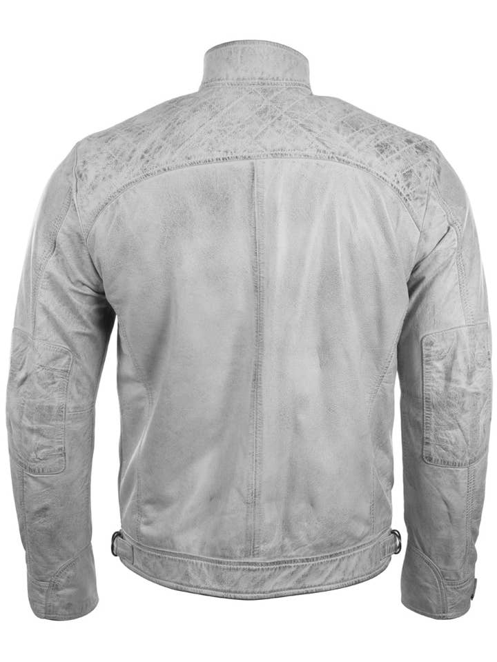 Aviatrix - Vente Veste en cuir – homme - Veste de motard 44T9 pour homme - Dirty White3