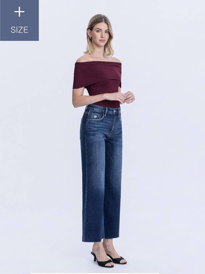 IDÍLICO JEANS DE PIERNA ANCHA DE TIRO SUPER ALTO CON CONTROL ABDOMINAL PLUS LV1353-P de venta al por mayor en Faire7