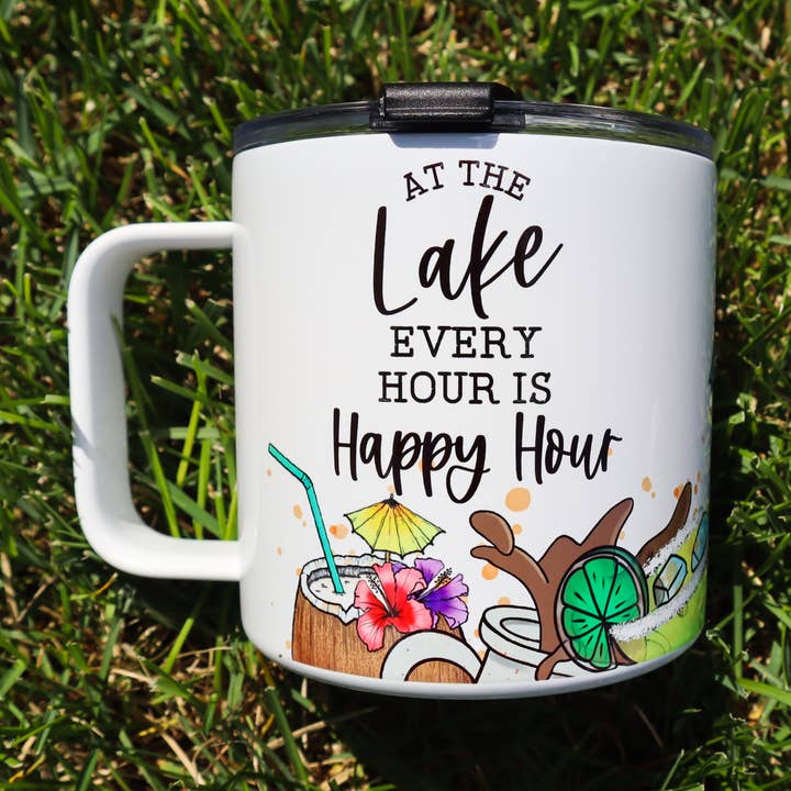 Happy Hour 17oz Stainless Steel Mug | Summer Mug for wholesale by DIYxe