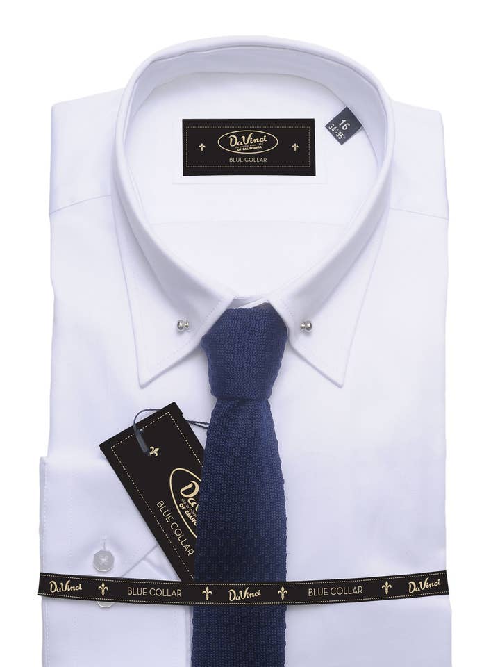Da Vinci Blue Collar | Pin Collar Solid shirt for wholesale by Virgoan Wish LLC