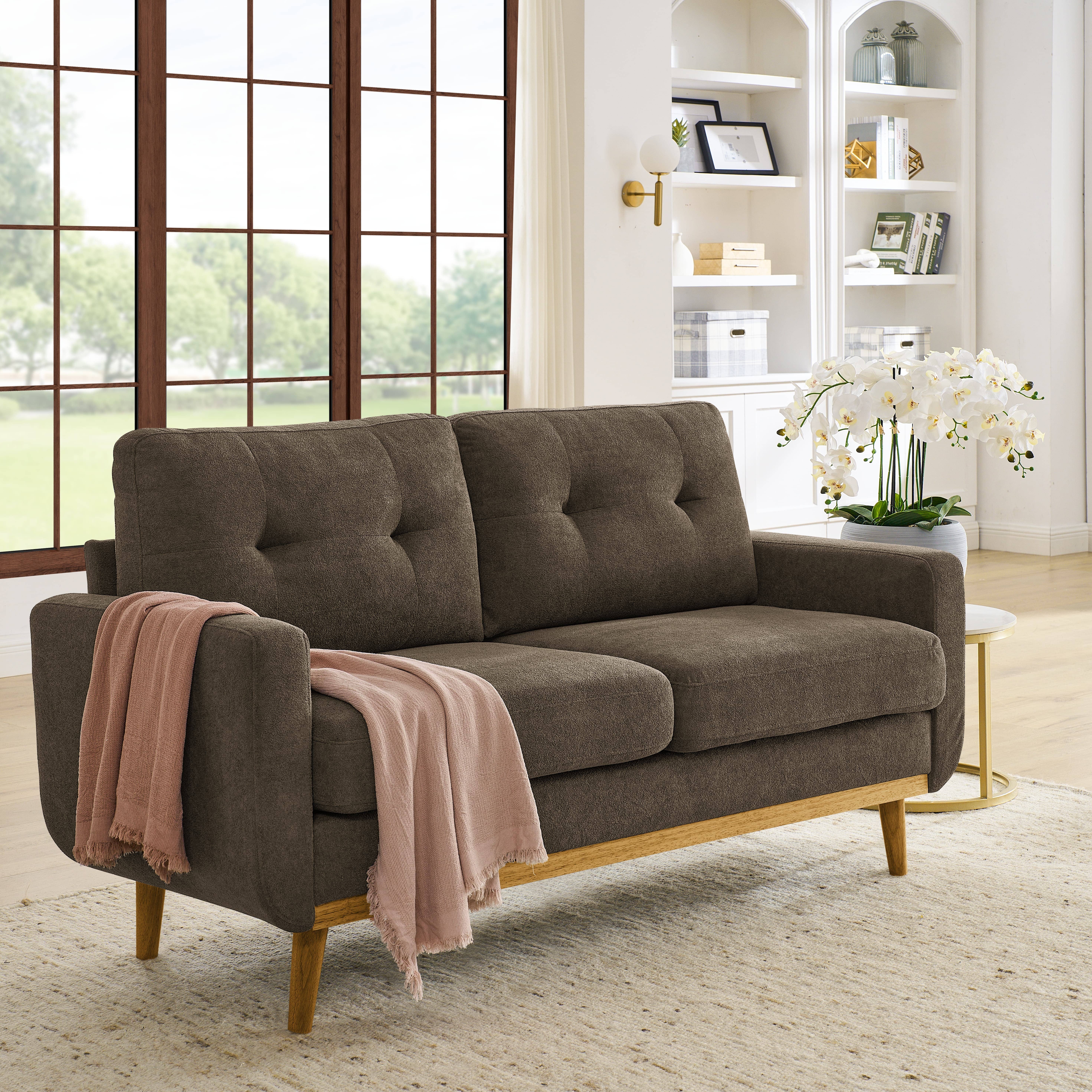 39F Inc. - Wholesale Sofa - Mid-Century 67.7in Tufted Loveseat Sofa with Wood Legs1