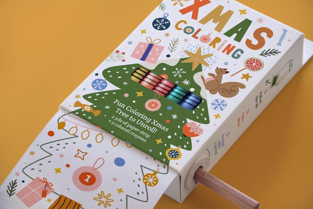 Scrollino - Vente Livre de coloriage et d'activités pour enfants et bébés - Arbre de Noël à colorier - Scrollino Xmas Coloring2