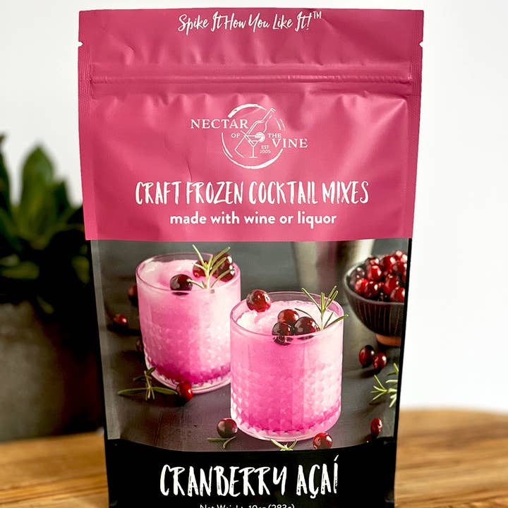 Nectar of the Vine - Vente Mélange/sirop pour cocktails - Paquet de 10 canneberges naturelles d'açaï PREMIUM