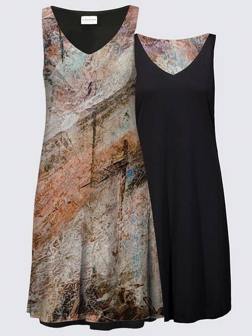 Vändbar klänning - Ärmlös - Mönstret vänder till svart för wholesale av Driftwood Gallery