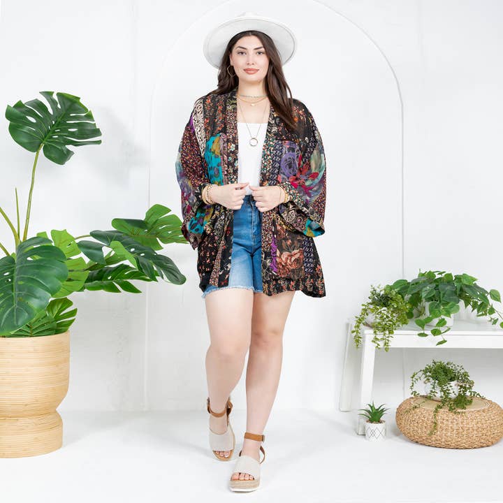 Young Threads - Wholesale Kimono - Women's - Kimono Top In Overdyed Mix N Match Patches - in 7 Color ways39