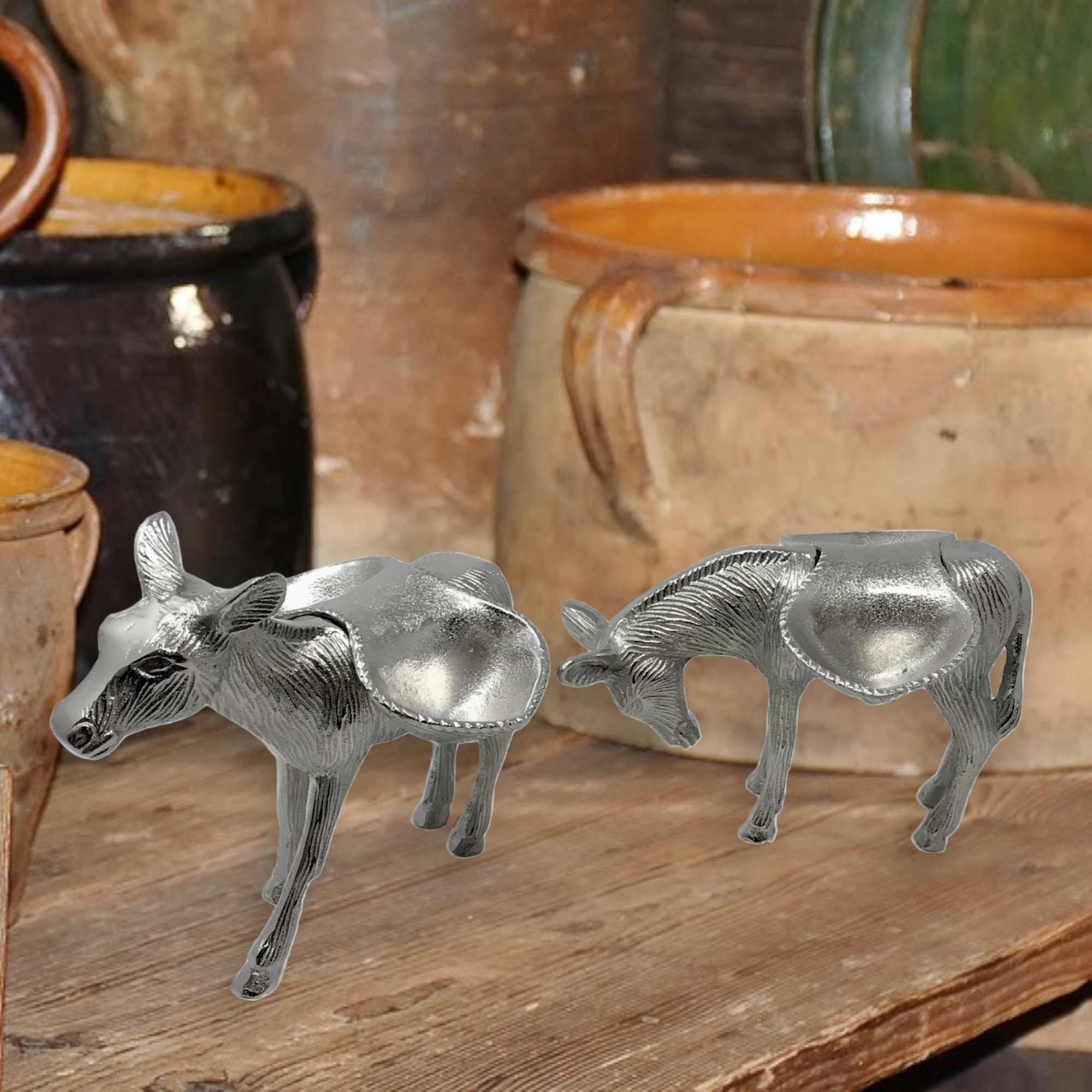 Wilco Home – wholesale Decorative plate/dish/bowl – Set/2 Donkey Figures with Side Saddle Serving Dishes8