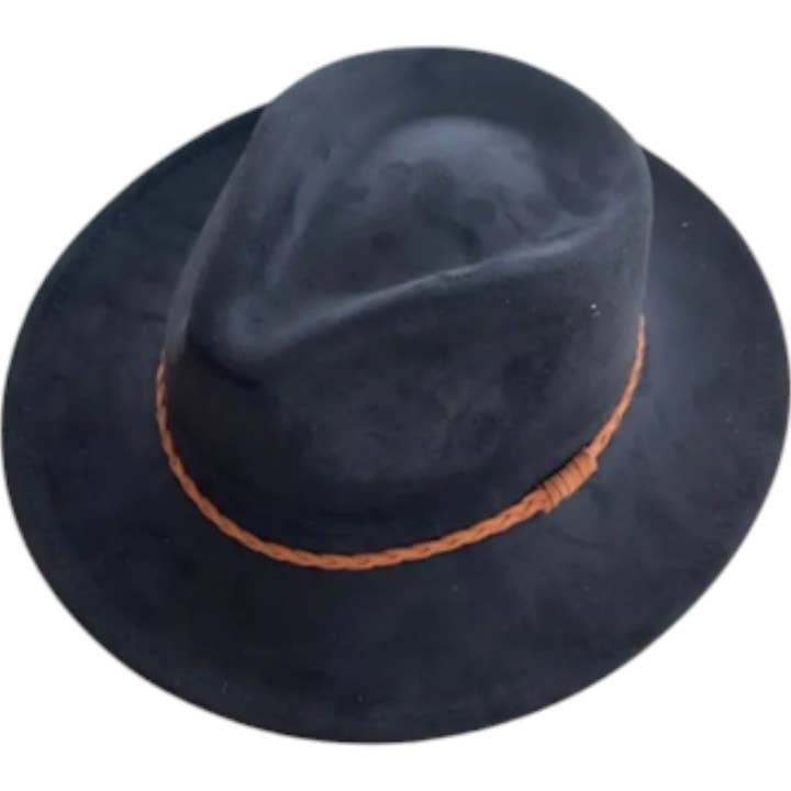 Portia Hat - Wholesale Fedora - Unisex - Braided Band Vegan Suede Rancher Hat – Classic & Stylish