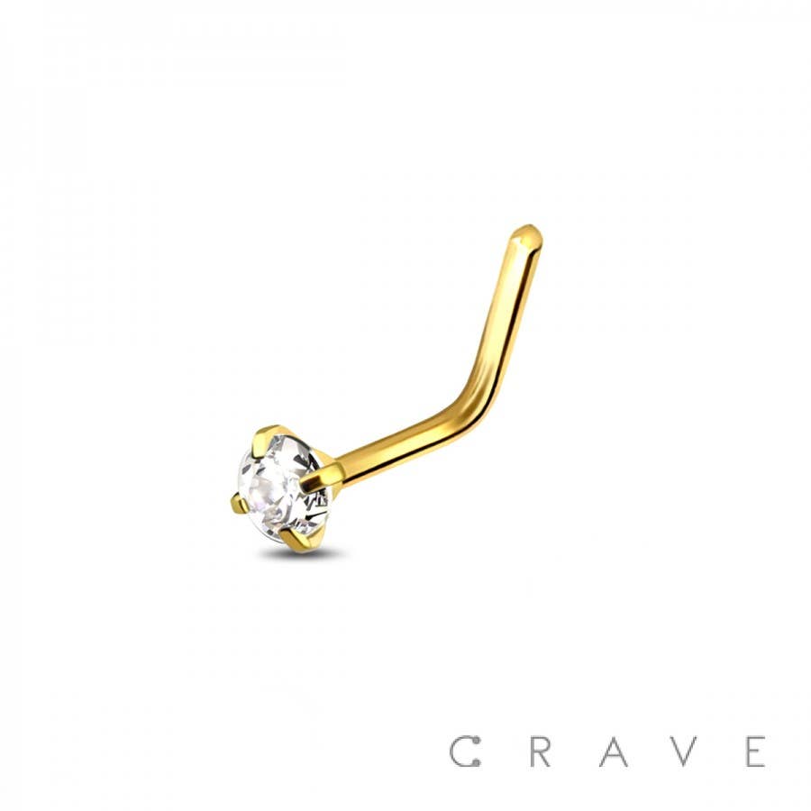 CRAVE – wholesale Nose ring – 20 PCS 'L SHAPE' W/CRYSTAL GEM 925 STERLING SILVER NOSE STUD0