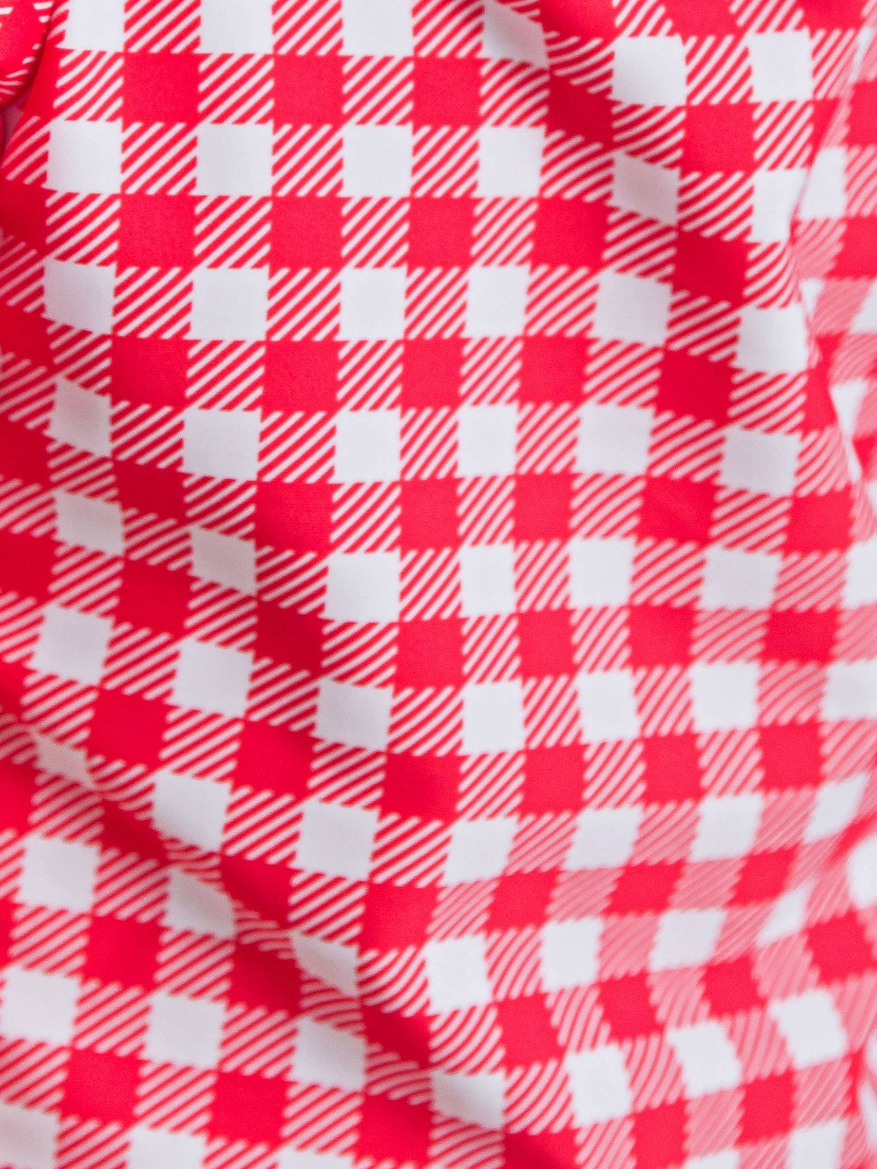 Rød Piger Vintage Rød Gingham Puff Ærme Flæse Tankini 2-delt Badedragt med Signatur Bagflæser for engroshandel på Faire7