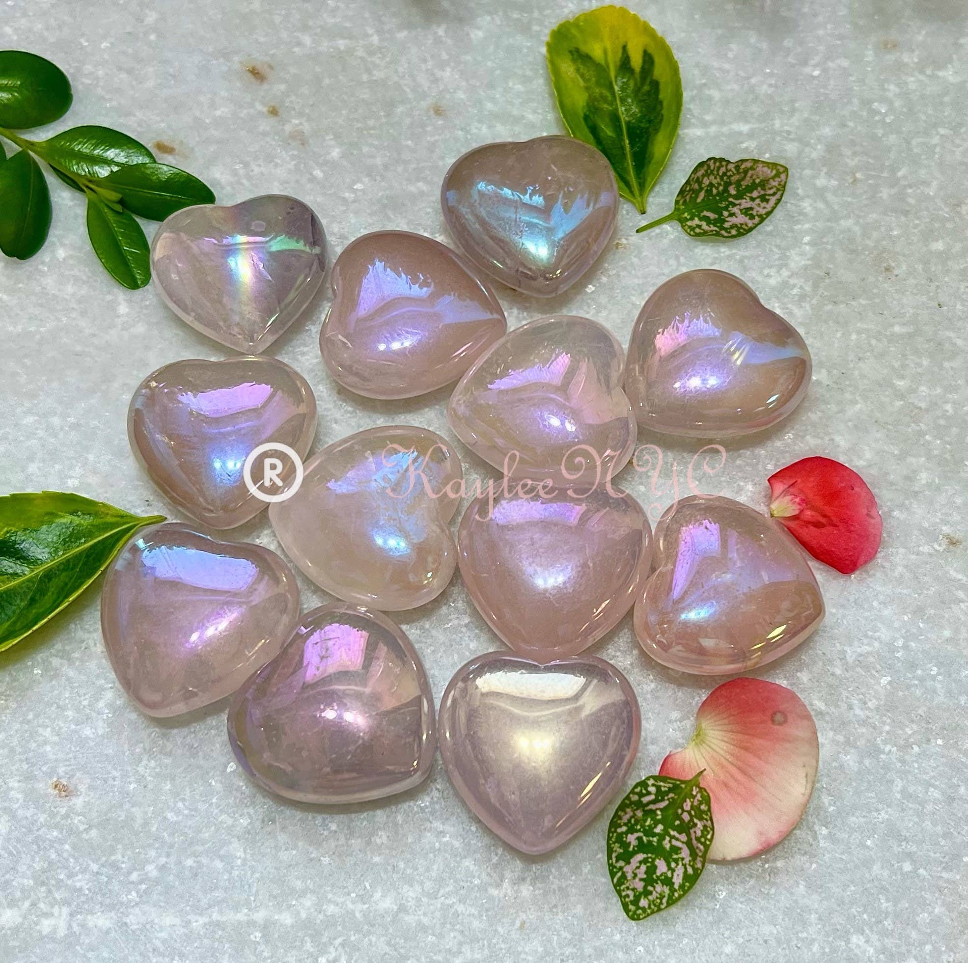 KayleeNYC - Wholesale Spiritual Stone/Crystal - 3cm Angel Aura Rose Quartz Heart Crysta2