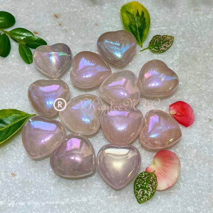 KayleeNYC - Wholesale Spiritual Stone/Crystal - 3cm Angel Aura Rose Quartz Heart Crysta2