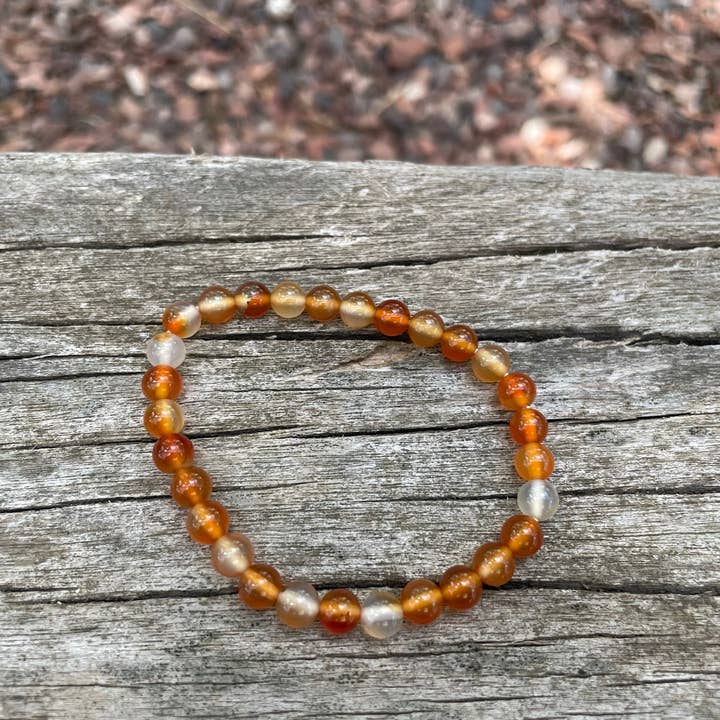 Boutique Bohème - Venta al por mayor Pulsera de cuentas - Pulsera elástica de litoterapia con cornalina, hecha en Francia