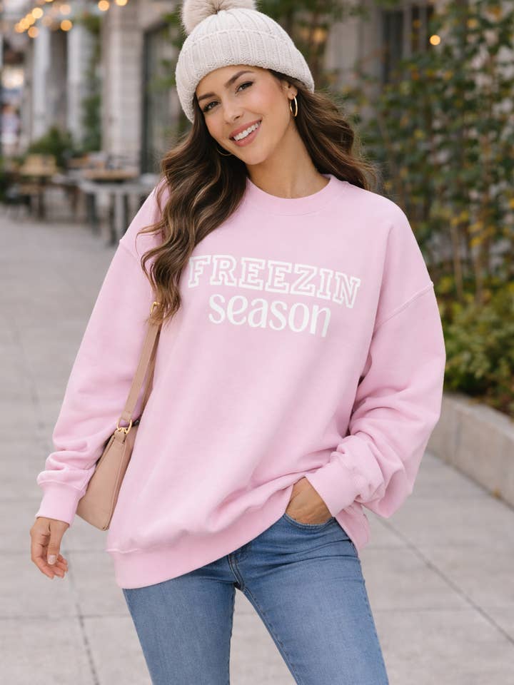 Varsity Freezin Season Sweatshirt for wholesale by Blue & Willow