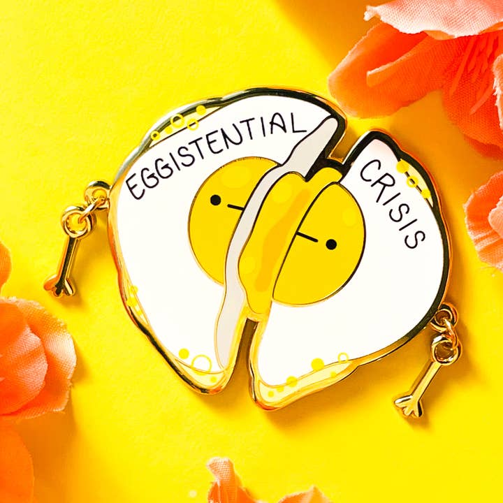 Eggistential Crisis Egg Pin for wholesale by TealTeacup