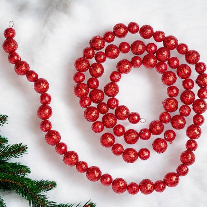 Elan Bazaar – Großhandel Wimpel/Girlande – 6 FUSS Rote Glitzergirlande als Weihnachtsbaum-Dekor1