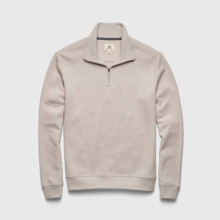 Bobby Cashmist Fleece Quarter Zip - Taupe Grey Heather for wholesale by SURFSIDESUPPLY