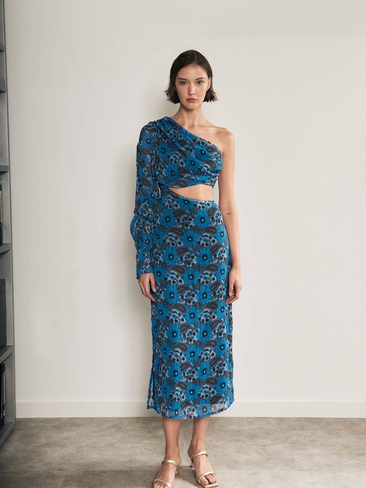 Ice Queen Dress Blue Floral for wholesale by Virago Barcelona