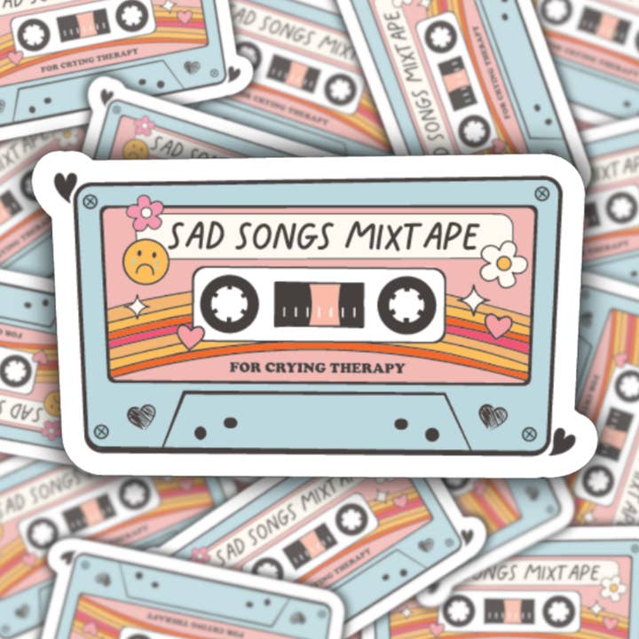 Sad Songs Mixtape Waterproof Sticker for wholesale by Studio Fifty One