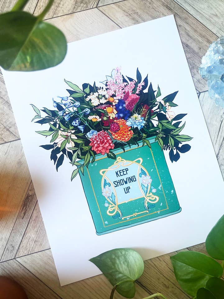Keep Showing Up : Feminist Illustration Print for wholesale by Fabulously Feminist