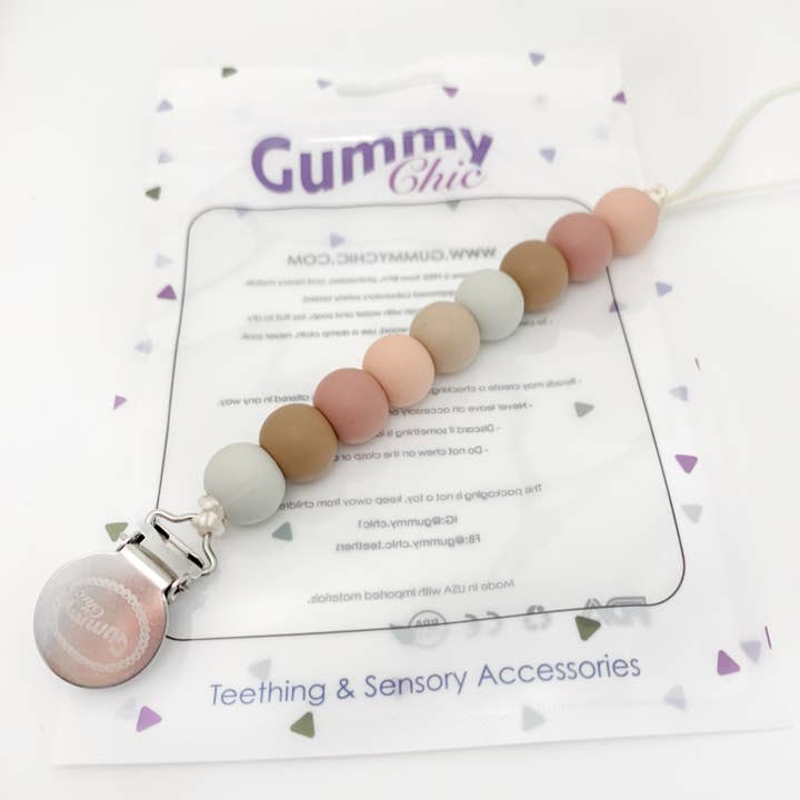 Gummy Chic - Vente Pince à tétine – bébé - Attache-sucette Sienna - Attache-tétine en silicone