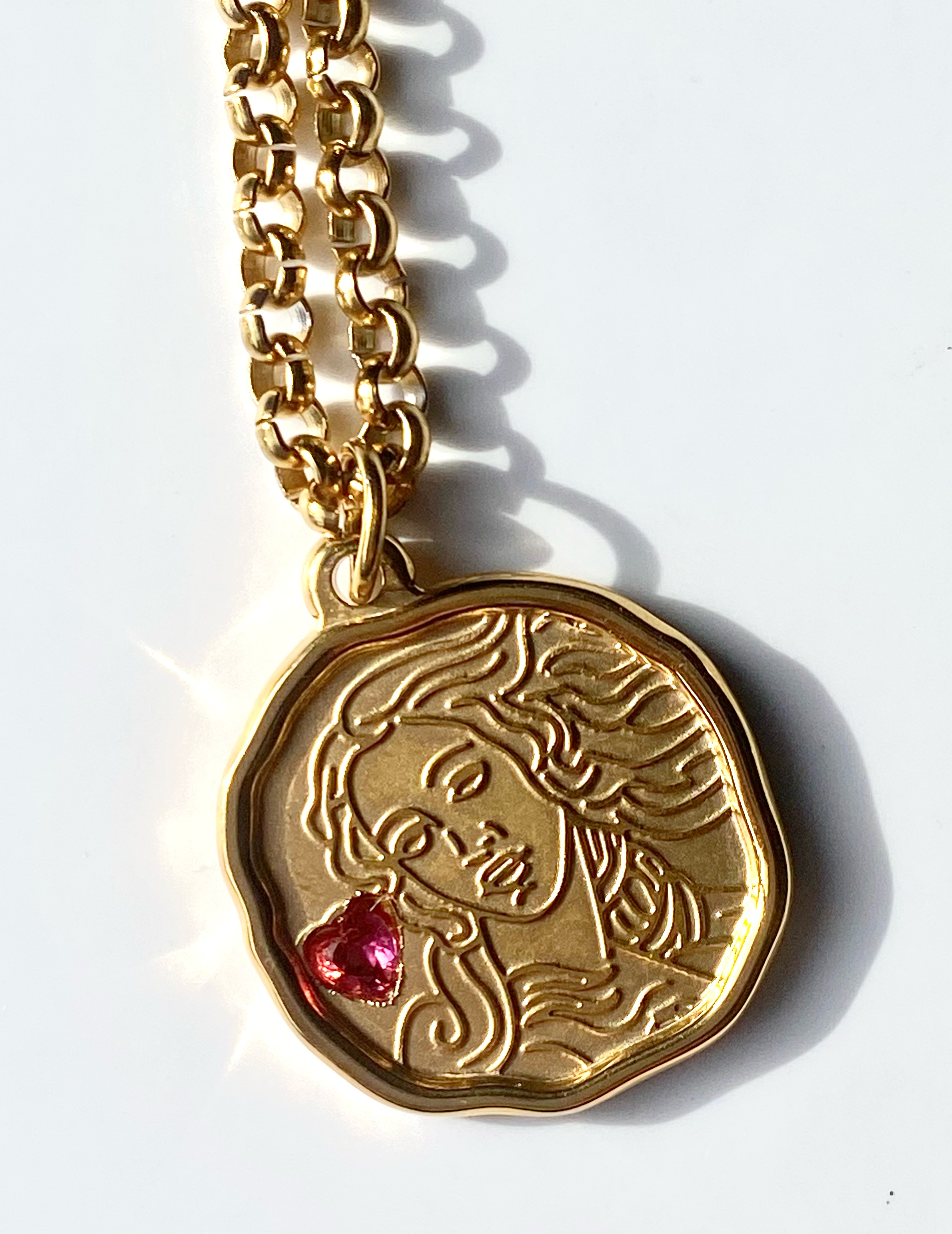 HoopLa - Wholesale Pendant/Charm Necklace - Goddess Coin Collection Waterproof 14K Gold Necklace9