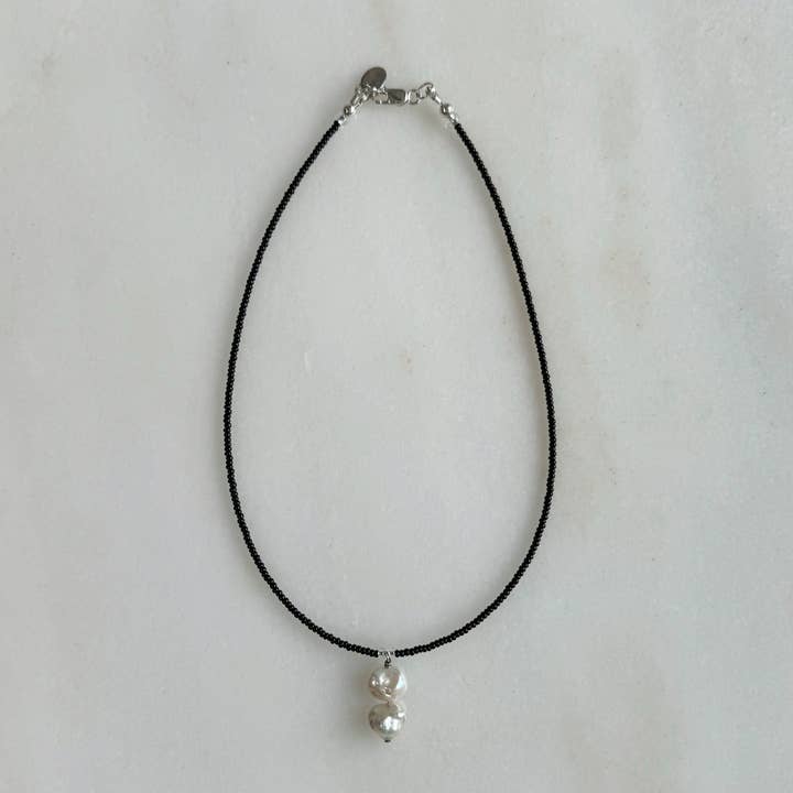 Pearl Drop Necklace - Black for wholesale by Sea + Pattern
