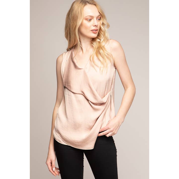 Ärmelloses Oberteil mit drapiertem Vorderteil für den Großhandel von Naked Zebra Rack