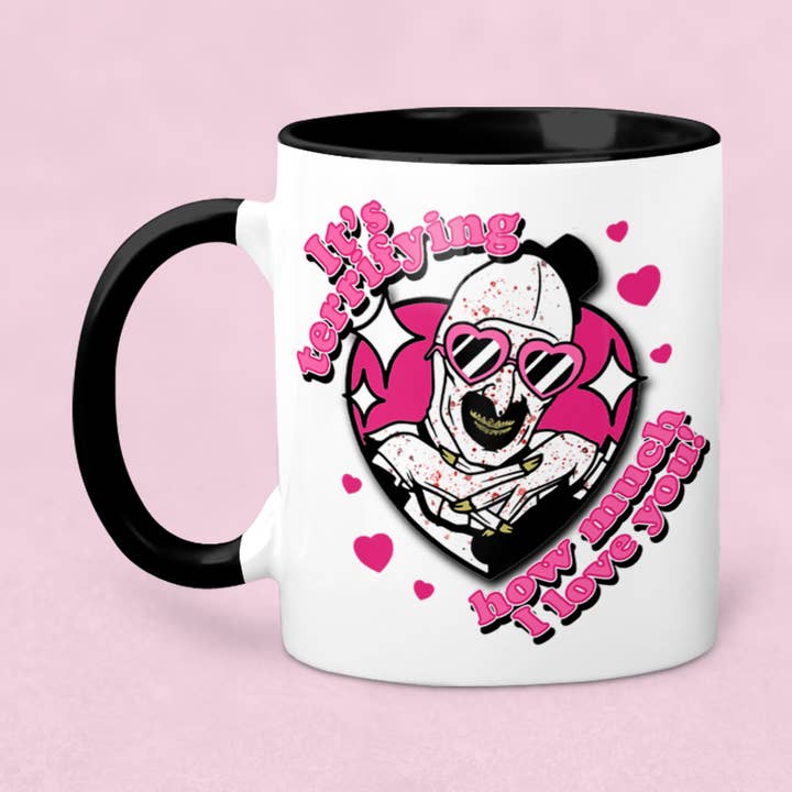 Cute Art the Clown Heart Ceramic Mug for wholesale by Cronin's Books and Bits